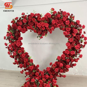 Arche de fleurs artificielles en forme de cœur rouge lisse, décoration extérieure, rose debout, toile de fond de mariage, événement de fête, Saint-Valentin - Product Image 2