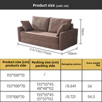 Ensemble de canapés en tissu minimaliste moderne, accoudoirs en bois massif, un siège, canapé-lit en mousse haute densité, pliable, amovible, lavable