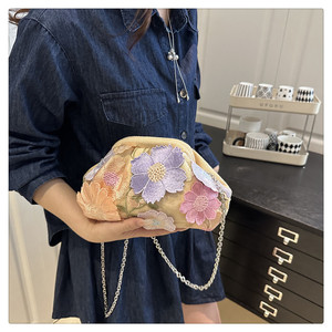 Women's Classic Elegant Casual Fashion Floral Pattern <strong>Sparkling</strong> Sequins Evening Clutch <strong>Bag</strong> with Chain Strap - Product Image 2