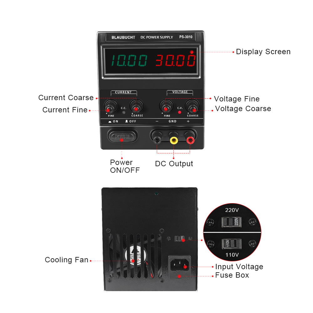 VESP DVD10枚セット DC Power Supply Variable 30V 10A, KAIWEETS 4-Digit Large