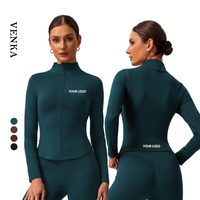 Veste de sport légère pour femme, tissu respirant de haute qualité, couleur unie, coupe-vent, manches longues, col montant, amincissante