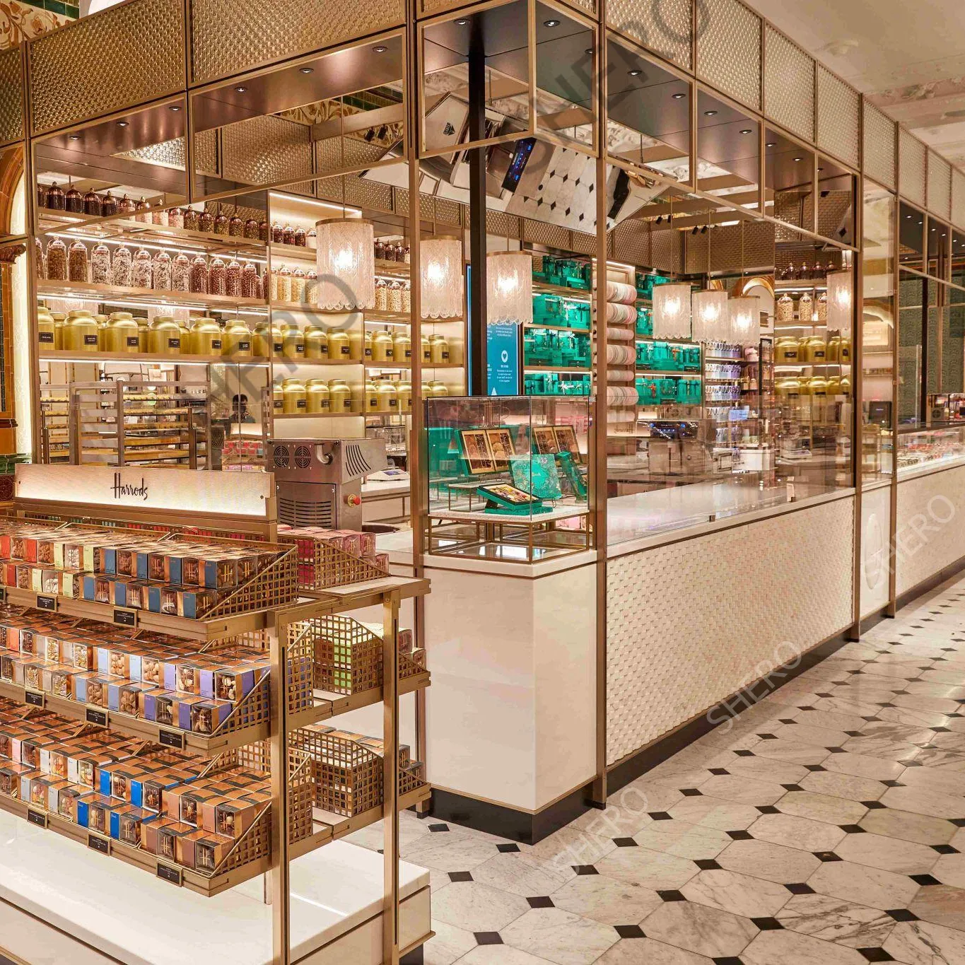 Elegante High-end Chocolate Store Bolo Sobremesa fantasia loja contador design Asse comida Display Contador Para Mall Quiosque