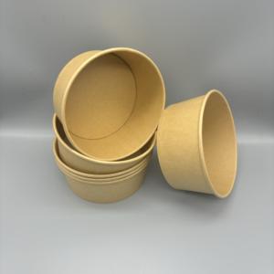 Conteneur d'emballage alimentaire avec impression de logo personnalisé, bols à salade en papier kraft avec couvercle en papier PP - Product Image 6