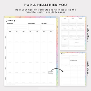 Diario de Entrenamiento Semanal/Diario Personalizado <span class=keywords><strong>DIN</strong></span> <span class=keywords><strong>A5</strong></span> con Tapa Dura y Caja de Regalo para Registrar Metas Deportivas, Ejercicio, Progreso de Fitness para Mujeres - Product Image 2