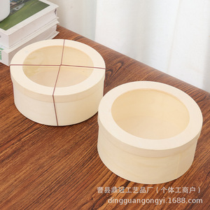 Caja Redonda de Madera con Tapa Transparente Hecha a Mano para Empaque de Regalos y Almacenamiento de Pasteles - Product Image 3