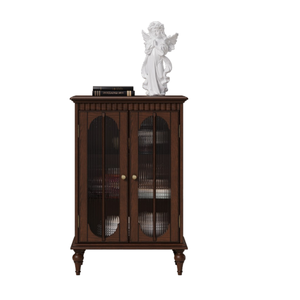 Credenza Vintage <span class=keywords><strong>con</strong></span> Doppia Porta in Legno Massello, Vetrina <span class=keywords><strong>con</strong></span> Ante in Vetro per <span class=keywords><strong>Arredamento</strong></span> Casa - Product Image 4