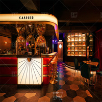 Comptoir de bar en forme de L en surface solide de qualité commerciale, texture marbre, pour hôtel, restaurant, bar