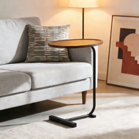 Table d'appoint en forme de C de style industriel, table basse à structure métallique durable pour salon, chambre et dortoir
