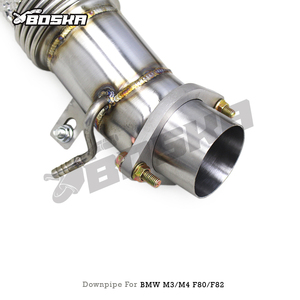 Luxury Exhaust Downpipe with <b>Catalyst</b> for M3/M4 F80/F82 3.0T 2014-2019 Boska Racing Stainless Steel High Flow Catted Downpipe - Product Image 4