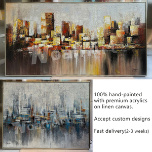 Décoration de maison <span class=keywords><strong>acrylique</strong></span> peint à la main paysage urbain contemporain de Jérusalem peintures religieuses dorées art juif - Product Image 4