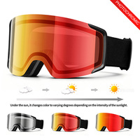 Lunettes de ski photochromiques personnalisées en gros, protection UV400, lunettes de sport pour la neige, verres polarisés à changement de couleur, lunettes de snowboard