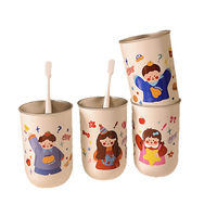 Gobelet à bain de bouche cylindrique en acier inoxydable 304 pour enfants, design épaissi à motif de dessin animé, conservation de la chaleur, usage domestique