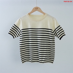 <span class=keywords><strong>Elegante</strong></span> Maglione Estivo Casual a Righe con Collo Tondo e Maniche Corte per <span class=keywords><strong>Donna</strong></span>, Produzione Personalizzata - Product Image 5