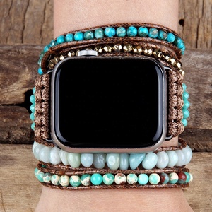 <span class=keywords><strong>Bracelet</strong></span> de montre Boho perlé fait à la main pour femmes, mélange de pierres naturelles de 4mm, améthyste, gravier, charme, 5 brins, cadeau - Product Image 6