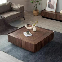 Table basse carrée moderne de style nordique pour salon, en bois de noyer avec texture parquet, panneau médiéval, pour la maison