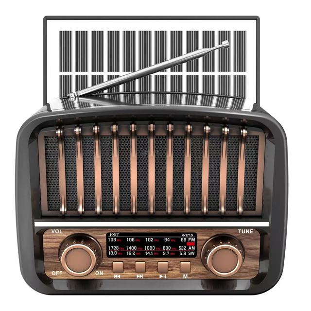 NEW K-371S Factory Supply Retro Customized Rechargeable Usb Home Am Fm Sw Multi Band Radio Portable Radio With Speaker Solar