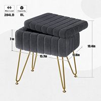 Ottoman PIOEN, tabouret de coiffeuse multifonctionnel moderne, ottoman en fausse fourrure, ottoman de rangement, 4 pieds en métal antidérapants, gris