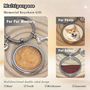 Porte-clés commémoratif pour poils <span class=keywords><strong>de</strong></span> <span class=keywords><strong>chien</strong></span> en acier inoxydable, médaillon souvenir pour animaux <span class=keywords><strong>de</strong></span> compagnie, peut contenir photo, cendres, breloques cœur et os, cadeau <span class=keywords><strong>de</strong></span> sympathie et <span class=keywords><strong>de</strong></span> commémoration - Product Image 5