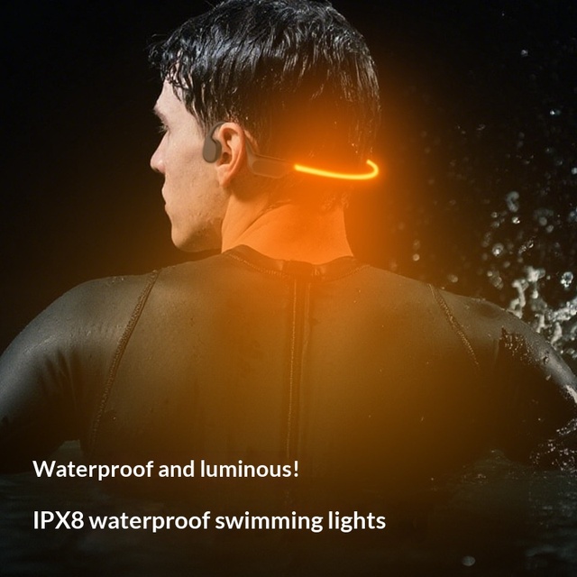 Cross-border Private Model X500 LED Luminous Light Bone Conduction Ear-hook Headphones for 5.4 IP68 Waterproof Sports