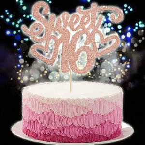 ท็อปเปอร์เค้กวันเกิดสีดำกลิตเตอร์ระดับ 5 แบบปลดล็อค 1 ชิ้น - ฉลองวันเกิดครบรอบ 5 ปีแสนหวาน - ดีไซน์กระดาษทำมือสุดน่ารัก - Product Image 3