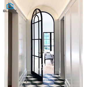 Porta d'Ingresso in Ferro Battuto e Vetro Stile Francese Grancy, Antipioggia, Antifurto, Impermeabile, per Uso Esterno in Appartamenti, Garanzia 3 Anni - Product Image 1