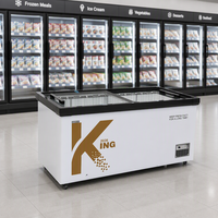 Congélateur coffre commercial, congélateur profond, réfrigérateur de présentation de boissons pour supermarché, en acier inoxydable, à température intelligente