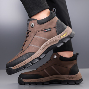 Bottes d'hiver pour hommes, hauteur cheville, en faux daim, doublure en peluche, semelle extérieure antidérapante en caoutchouc, semelle intermédiaire en EVA, bout rond, chaussures chaudes pour l'extérieur - Product Image 3