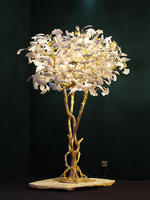 Lampadaire En Laiton Doré avec Table Led Torchiere Uplighter Arbre Art Déco Lumineux Grand Confort Visuel Chambre Lampadaire Debout