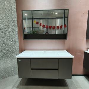 Nouvelle armoire de salle de bain marron avec double tiroir et double porte, armoire de salle de bain murale avec rangement multi-espaces - Product Image 5