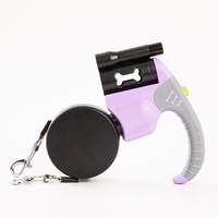 Laisse rétractable double tête deux-en-un avec lumière LED pour promenade automatique des chiens ZY8558