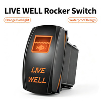 Interrupteur à bascule étanche LIVE WELL avec rétroéclairage LED orange DC12V 24V pour bateau marin, yacht