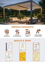 Großhandel Bioklimatische Garten-Lamellenpergola aus Aluminium, motorisierter Pavillon mit Glastür
