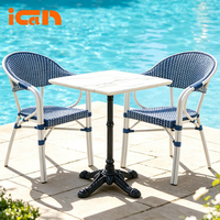 Chaises d'attente économiques, fauteuils bleus, mobilier de patio, chaises en rotin, chaises de salle à manger, chaises d'extérieur pour restaurant et jardin