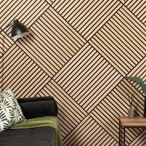Certifié CE 600*600mm Mini carré latte flûte <span class=keywords><strong>bois</strong></span> massif chêne placage panneau mural acoustique moderne <span class=keywords><strong>pour</strong></span> hôtels appartements hôpitaux - Product Image 2