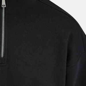 Sweat-shirt noir pour homme <span class=keywords><strong>à</strong></span> col montant et fermeture éclair quart de tour, épais, coupe oversize, style streetwear, avec fermeture éclair métallique pour personnalisation - Product Image 2