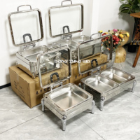 Luxuriöser Chafing Dish für Restaurants und Hotels, Edelstahl, Kommerzieller Elektrischer Silber-Heizer, Buffet-Speisenwärmer-Set 6L