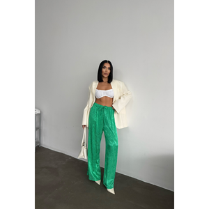 Pantalones de Satén Jacquard para Mujer, Color Verde, Talla XL, Transpirables, Formales, de Oficina, a la Moda, con Cintura Elástica, Tejidos para Otoño - Product Image 3