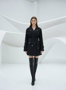 A11533 Veste de soirée <span class=keywords><strong>noire</strong></span> pour <span class=keywords><strong>femme</strong></span>, longue, sans manches, style trench-coat sexy, col rabattu, <span class=keywords><strong>ceinture</strong></span> brodée de cristaux et de diamants - Product Image 5