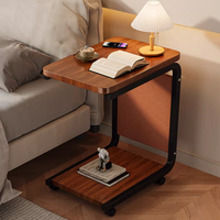 Table d'appoint pour ordinateur portable, style simple, pour salon, plateau en bois, structure en métal, table basse