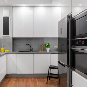 Armoires de cuisine de luxe en bois de frêne massif avec finition chêne couleur brun clair Fabriqué en Indonésie pour un usage en appartement - Product Image 6