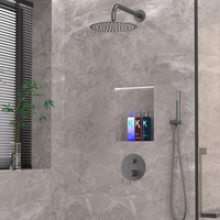 Ensemble de douche mural pour salle de bains d'hôtel pommeau de douche à effet pluie dissimulé à deux fonctions robinets thermostatiques Juego De Ducha