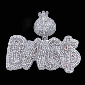 จี้เพชรโมอิสซาไนต์ทรงหัวใจแบบฮิปฮอปสำหรับแร็ปเปอร์ ชุบเงินแท้ 925 สลักชื่อตามสั่ง ประดับเพชร VVS สำหรับผู้ชายและผู้หญิง - Product Image 1