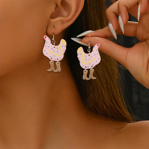 <span class=keywords><strong>Pendientes</strong></span> de Gallina 3D Coloridos y Únicos de Dibujos Animados, <span class=keywords><strong>Pendientes</strong></span> de Acrílico Ecológicos y Divertidos con Forma de Animal <span class=keywords><strong>para</strong></span> Niñas - Product Image 3