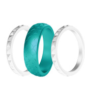 Bague de mariage en Silicone pour femmes, pour filles, 3 pièces, anneau à motif de diamant, écailles de poissons, douze pierres d'anniversaire