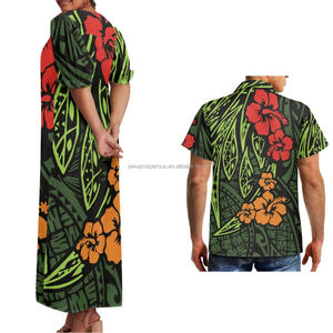 Conjuntos de Ropa para Parejas, Estilo Tatuaje Tribal, Ropa para Él y para Ella, Ropa Polinesia para Mujer Combinada con Camisas para Hombre - Product Image 2