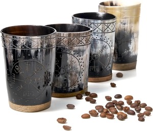 Tasse/tasse en corne de buffle polie de grande taille faite à la main Tasses à bière en agate de style animal écologique/tasses à corne de Cocktail pour boissons au café - Product Image 1