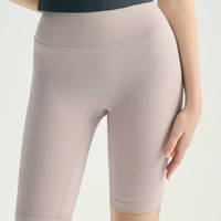 Celana Yoga Pendek Wanita Musim Panas High-Waist Hip-Lifting Fitness Wear Warna Nude Lima Titik Bahan Spandex Ukuran XS