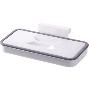 Amazon Hot Sale Kitchen Cupboard Door Garbage Storage Rack Can with Lid Plastic Hanging Trash Bag Holder