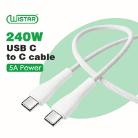Kabel Data Pengisian Cepat WISTAR Hot Sell 240w Tipe-C ke Tipe-C Cocok untuk Ponsel dan Perangkat Lainnya