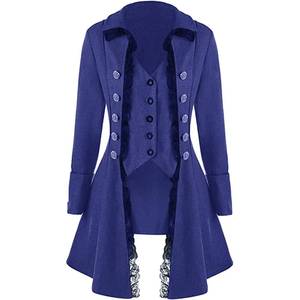 Women's Gothic Victorian <b>Tailcoat</b> Jacket with Lace Trim Medieval Pirate Costume Coat - Product Image 5